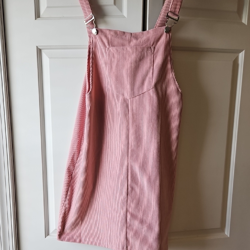 Pink Striped Overall Dress